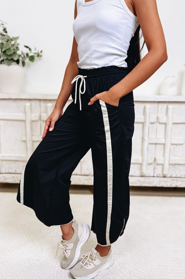 Sporty Night Stripe Pants - Black Ivory