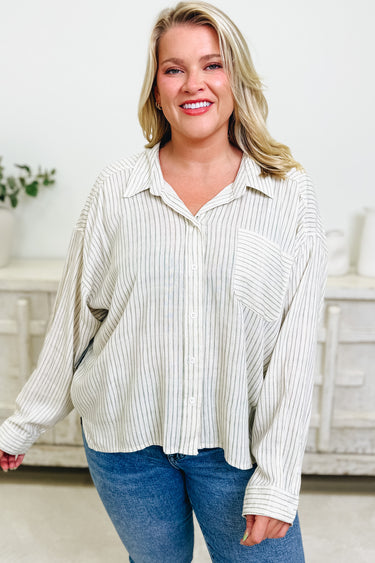 Comfort Icon Button Down Striped Top - 2 Colors!