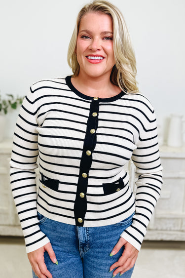 Timeless Elegance Striped Cardigan