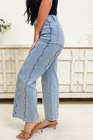 The Claire By Anniewear - Wide Leg Scalloped Jeans - 2 Colors!