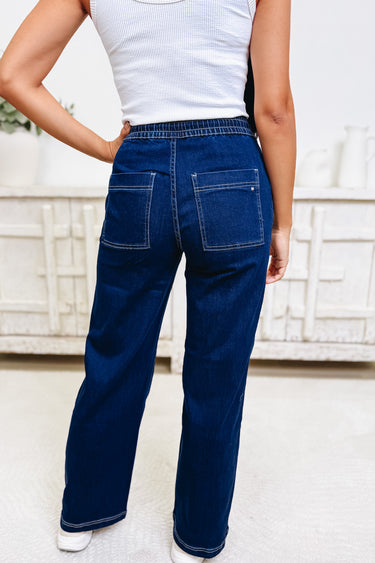Coast Is Clear By Mica - Wide Leg Jogger Jeans - Dark Denim