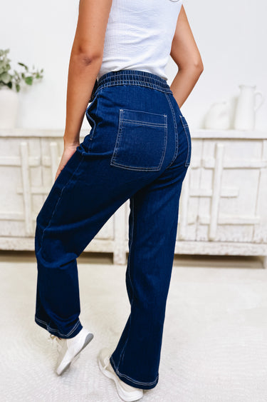 Coast Is Clear By Mica - Wide Leg Jogger Jeans - Dark Denim