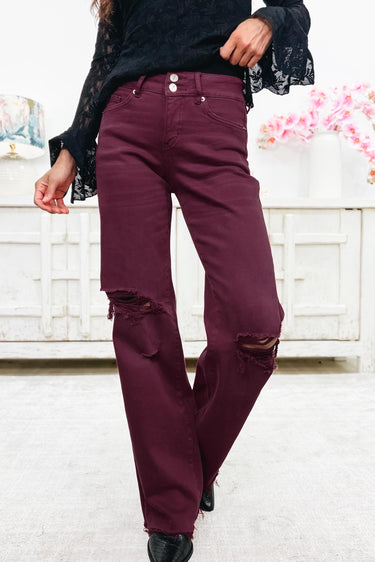 True Obsession By Denim BAR - Tummy Control Jeans - Burgundy