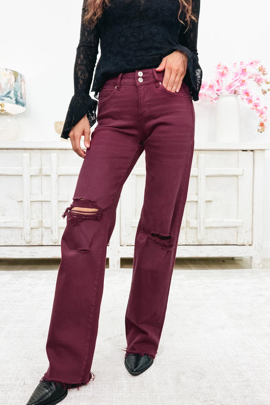 True Obsession By Denim BAR - Tummy Control Jeans - Burgundy