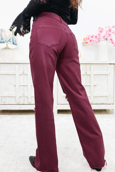 True Obsession By Denim BAR - Tummy Control Jeans - Burgundy