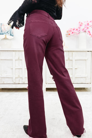True Obsession By Denim BAR - Tummy Control Jeans - Burgundy
