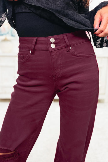 True Obsession By Denim BAR - Tummy Control Jeans - Burgundy