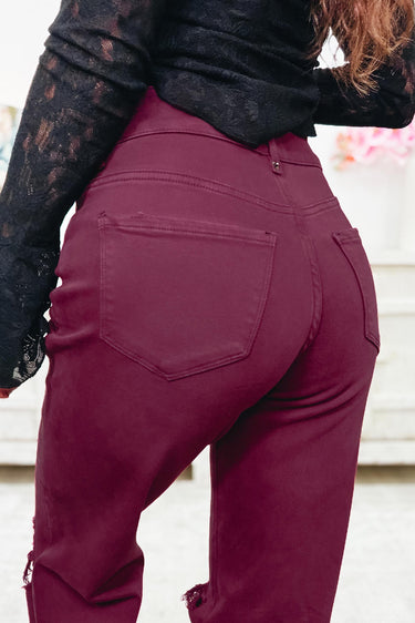 True Obsession By Denim BAR - Tummy Control Jeans - Burgundy