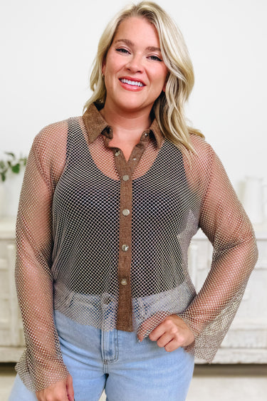 Mesh To Impress Button Down Top