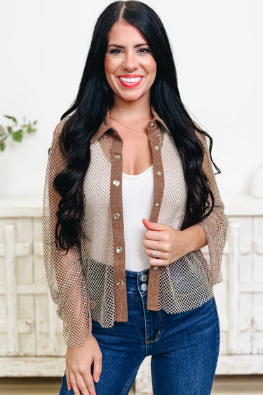 Mesh To Impress Button Down Top