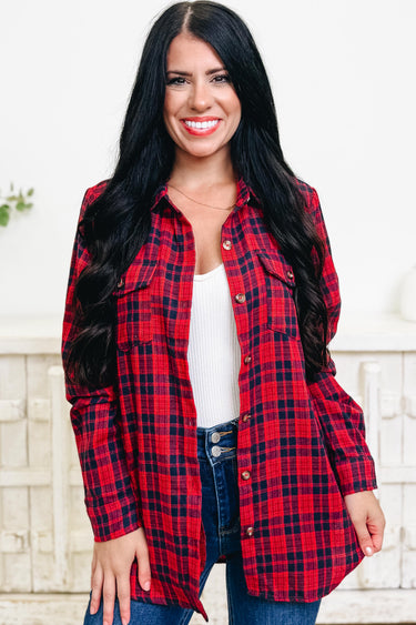 In A Good Way Plaid Button Down Top - 2 Colors!