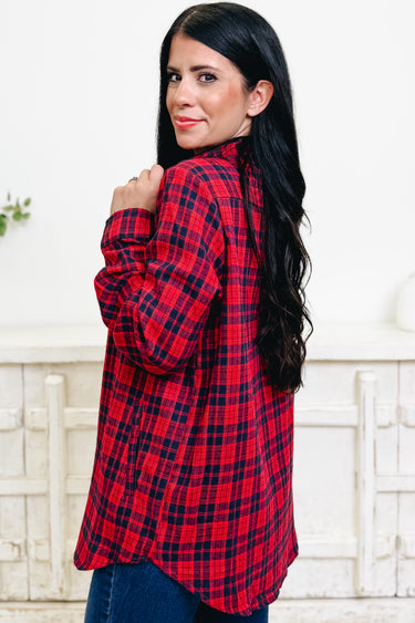 In A Good Way Plaid Button Down Top - 2 Colors!