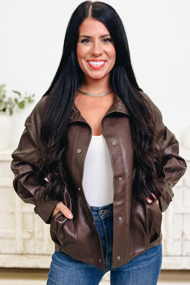 Attention Please Faux Leather Bomber Jacket - 2 Colors!