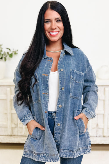 High Class Denim Button Down Top - 2 Colors!