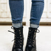 Aqua Lace Up Booties - Black PU