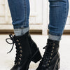 Aqua Lace Up Booties - Black PU