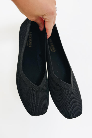 Anthea Knitted Ballet Flats - Black Knit