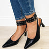 Trinee Slingback Ankle Strap Heels - Black