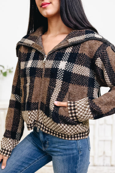 Gridlocked Checkered Sweater Jacket- 2 Colors!
