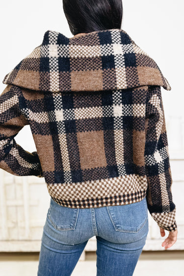 Gridlocked Checkered Sweater Jacket- 2 Colors!