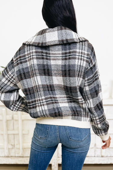 Elevated Everyday Plaid Zip Up Sweater