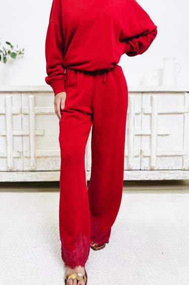 Sienna Lace Track Pants - Red