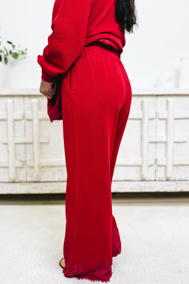 Sienna Lace Track Pants - Red