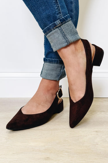 Petra Slingback Block Heels - Brown