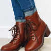 Aqua Lace Up Booties - Tan PU