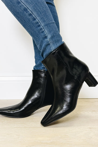 Sean Kitten Heels Booties - Black