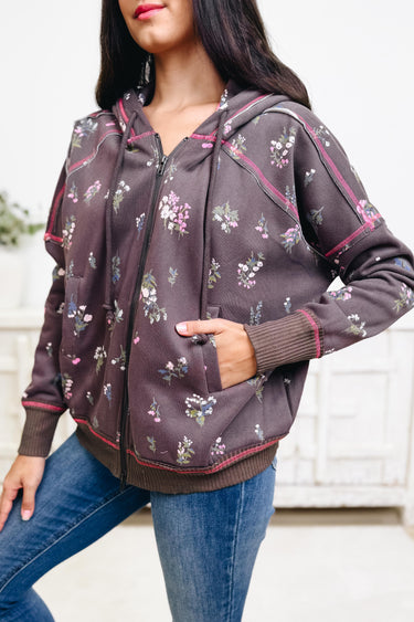 Ladies Of Fall Floral Zip Up Hoodie