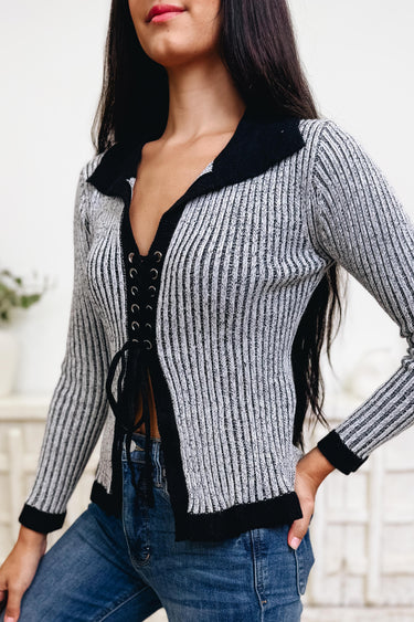 Rock The Ribbed Lace Sweater Top
