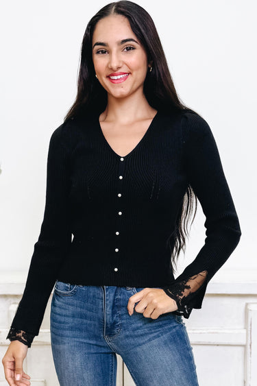 Little Lace Thoughts Sweater - 2 Colors!