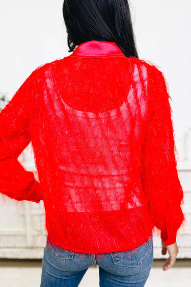 No Better Timing Fuzzy Glitter Top - 2 Colors!