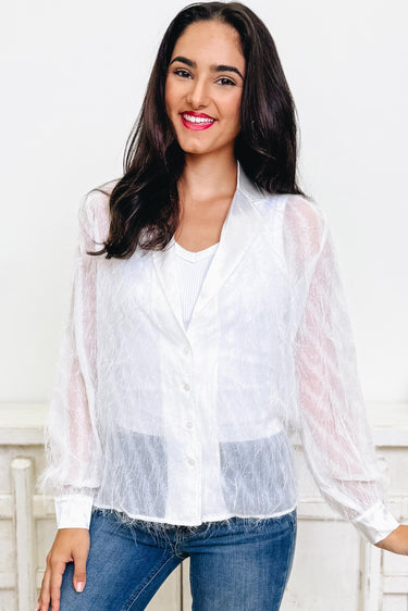 No Better Timing Fuzzy Glitter Top - 2 Colors!