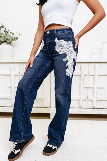 Sweet Embrace By Risen - Wide Leg Lace Jeans