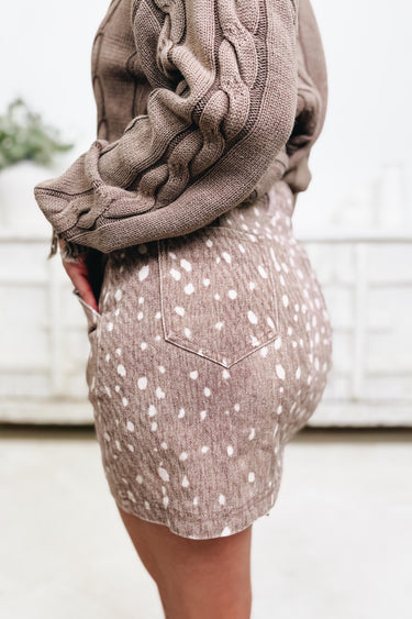 Fawned Of You Deer Skirt - Brown White