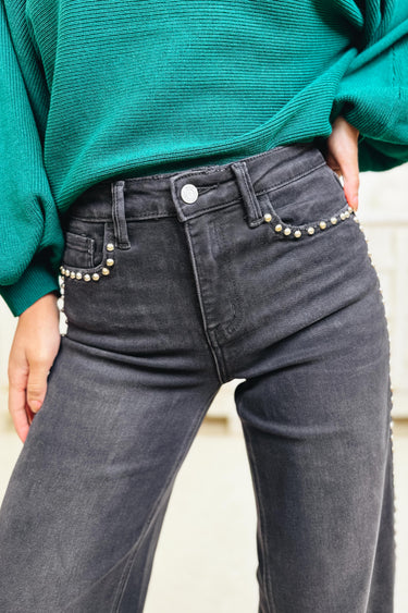Hit The Lights By Vervet - Wide Leg Jeans - Black