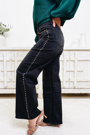 Hit The Lights By Vervet - Wide Leg Jeans - Black