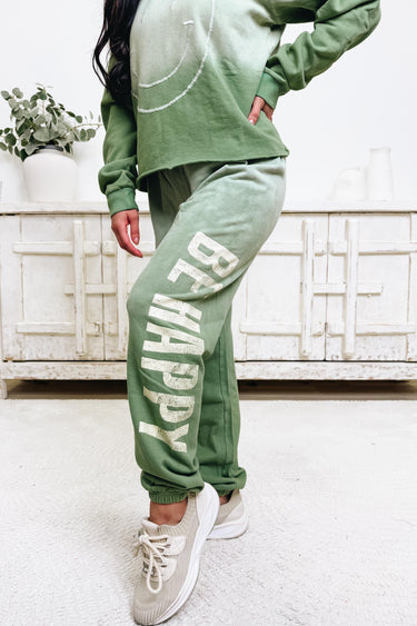 Be Happy Tie Dye Sweatpants - Green