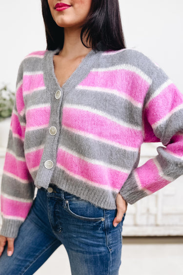 Fuzzy Feeling Stripe Cardigan - 2 Colors!