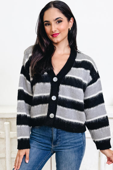 Fuzzy Feeling Stripe Cardigan - 2 Colors!
