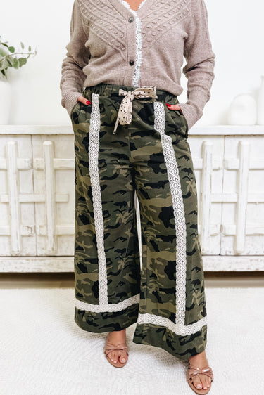 In Plain Sight Wide Leg Pants - Camouflage