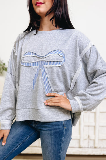 Giving Heart Bow Stripe Sweatshirt