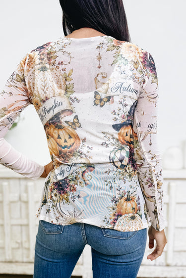Hello Pumpkin Mesh Top