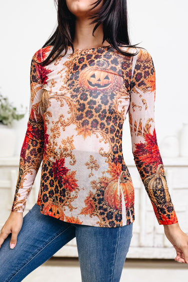 Autumn on My Mind Leopard Mesh Top
