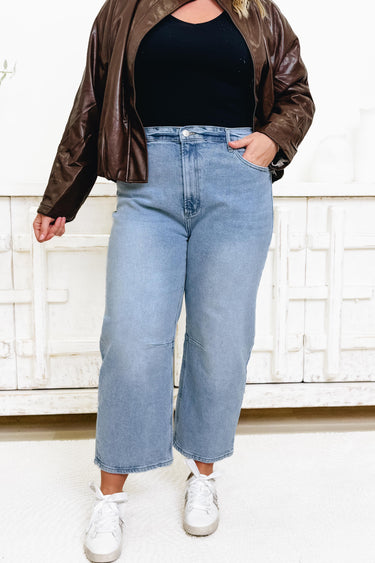 Show Stopper Barrel Jeans - Blue Denim