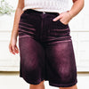 Icing On The Cake Wide Leg Bermuda Shorts - Washed Plum