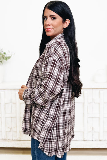 Fall Time Plaid Button Down Top