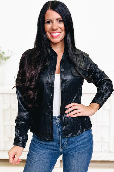 On The Edge Faux Leather Jacket - 2 Colors!